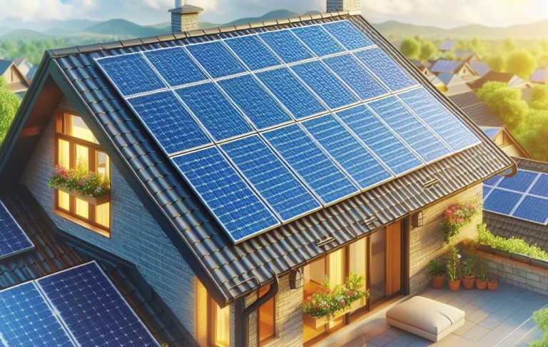 panouri fotovoltaice pe o casa simpla la tara