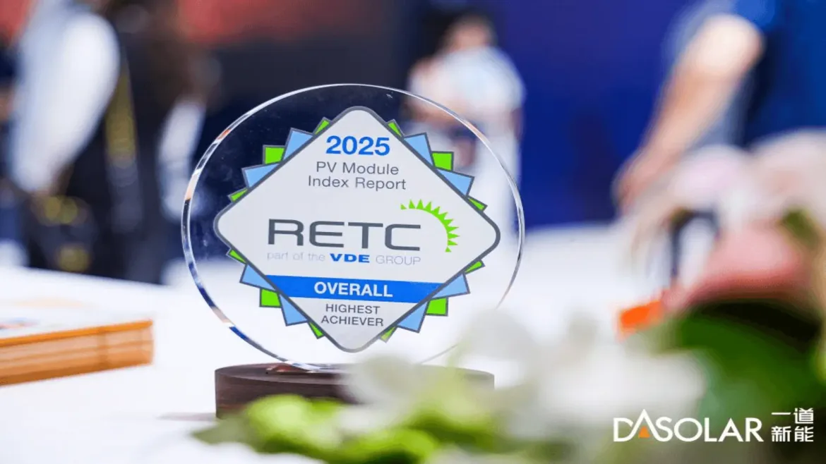 DAS Solar Distins cu Premiul „Overall Highest Achiever” la RETC PV Module Index 2025 pentru Performanță Excepțională
